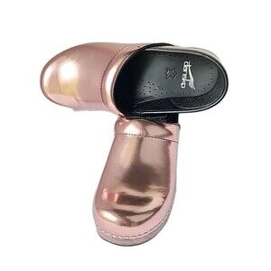Dansko Professional Rose Chrome Metallic Patent Leather Clog EU 38 US 7.5 8 Pink